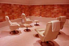 Reclining chairs in a salt therapy room