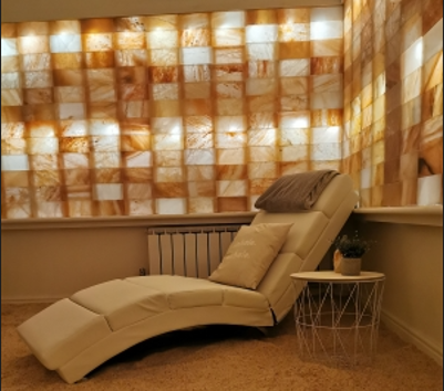 Comfortable chair in a salt therapy room